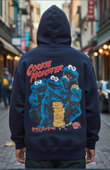 Loony Looms Premium Cookie Monster "C is for Comfort" Streetwear Hoodie β Navy Blue (350 GSM)
