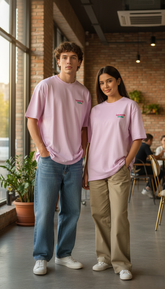 Loony Looms Lavender Unisex Graphic Printed Oversized T-shirt.