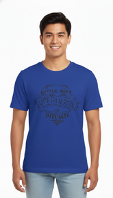 Loony Looms "Superhero in Disguise" Graphic T-Shirt – Royal Blue (100% Bio-Washed Cotton)