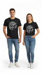 Loony Looms "Life is Short, Live It" Inspirational Graphic Tee – Black (100% Bio-Washed Cotton)