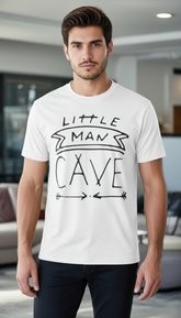 Loony Looms "Little Man Cave" Premium Regular Fit T-Shirt – Arctic White (100% Bio-Washed Cotton)