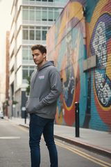 Loony Looms "Eternal Fuji & Crane" Japanese Aesthetic Hoodie – Slate Grey (350 GSM)