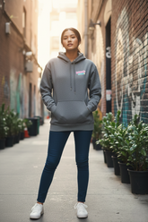 Loony Looms "Eternal Fuji & Crane" Japanese Aesthetic Hoodie – Slate Grey (350 GSM)