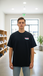 Loony Looms Black Unisex Graphic Printed Oversized T-shirt.