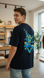 Loony Looms Black Unisex Graphic Printed Oversized T-shirt.