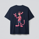 Loony Looms Navy Blue Unisex Graphic Printed Oversized T-shirt