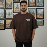 Loony Looms Men's Brown Graphic Printed Oversized T-shirt