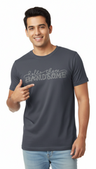 Loony Looms "Hello There Handsome" Typography T-Shirt – Anthracite Grey (100% Bio-Washed Cotton)