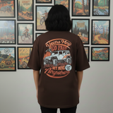 Loony Looms Men's Brown Graphic Printed Oversized T-shirt