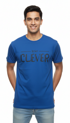 "STAY CLEVER" Minimalist Graphic Tee – Royal Blue (100% Bio-Washed Cotton)