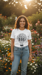 Loony Looms "Dream BIG" Artistic Hot Air Balloon T-Shirt Women's – Arctic White (100% Bio-Washed Cotton)