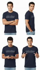 Loony Looms "Hello There Handsome" Typography T-Shirt – Navy Blue (100% Bio-Washed Cotton)