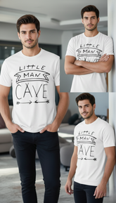 Loony Looms "Little Man Cave" Premium Regular Fit T-Shirt – Arctic White (100% Bio-Washed Cotton)