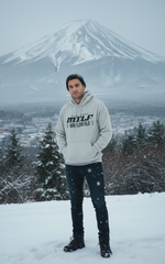 Loony Looms Unisex M.I.L.F I Love Fuji Streetwear Hoodie – Grey (350 GSM Heavy Fleece)