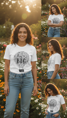 Loony Looms "Dream BIG" Artistic Hot Air Balloon T-Shirt Women's – Arctic White (100% Bio-Washed Cotton)