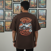 Loony Looms Men's Brown Graphic Printed Oversized T-shirt