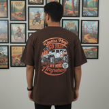 Loony Looms Men's Brown Graphic Printed Oversized T-shirt