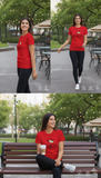 Loony Looms Red Premium Cotton T-Shirt for Women– Soft, Breathable, Classic Fit