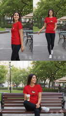 Loony Looms Red Premium Cotton T-Shirt for Women– Soft, Breathable, Classic Fit