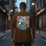 Loony Looms Men's Brown Graphic Printed Oversized T-shirt