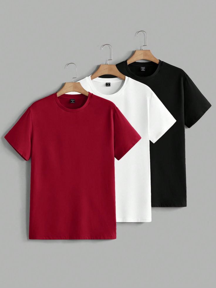 Men’s Premium Cotton T-Shirt Pack – Set of 3 (Red, White, Black) | Classic Fit & Ultra-Soft Fabric