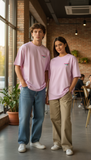 Loony Looms  Lavender  Unisex Graphic Printed Oversized T-shirt.