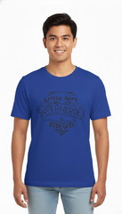 Loony Looms "Superhero in Disguise" Graphic T-Shirt – Royal Blue (100% Bio-Washed Cotton)