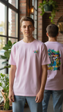 Loony Looms  Lavender  Unisex Graphic Printed Oversized T-shirt.