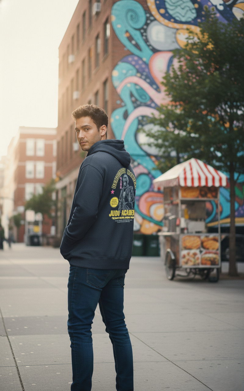 Loony Looms "Democracy Manifest" Judo Academy Streetwear Hoodie – Navy Blue Premium quality hoodies