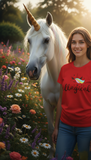 Loony Looms "I'm So Magical" Unicorn Graphic T-Shirt For Women's – Radiant Red (100% Bio-Washed Cotton)