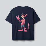 Loony Looms Navy Blue Unisex Graphic Printed Oversized T-shirt