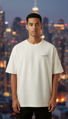 Loony Looms Unisex's Off White Graphic Printed Oversized T-shirt