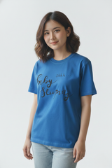Loony Looms "Shhh... Baby Sleeping" Minimalist Graphic Tee  – Ocean Blue (100% Bio-Washed Cotton)