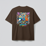 Loony Looms Men's Brown Graphic Printed Oversized T-shirt