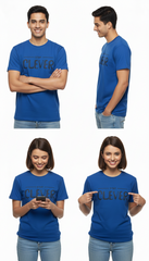 "STAY CLEVER" Minimalist Graphic Tee – Royal Blue (100% Bio-Washed Cotton)