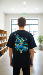 Loony Looms  Black Unisex Graphic Printed Oversized T-shirt.