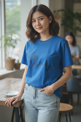 Loony Looms "Shhh... Baby Sleeping" Minimalist Graphic Tee  – Ocean Blue (100% Bio-Washed Cotton)