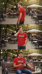 Loony Looms Red Blue Premium Cotton T-Shirt for Men – Soft, Breathable, Classic Fit