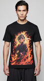 Loony Looms Blazing Spirit: Premium Fire-Anime Graphic Black T-Shirt