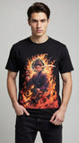 Loony Looms Blazing Spirit: Premium Fire-Anime Graphic Black T-Shirt