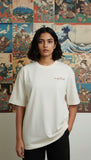 Loony Looms Unisex's Off White Graphic Printed Oversized T-shirt