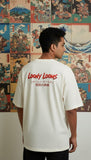 Loony Looms Unisex's Off White Graphic Printed Oversized T-shirt
